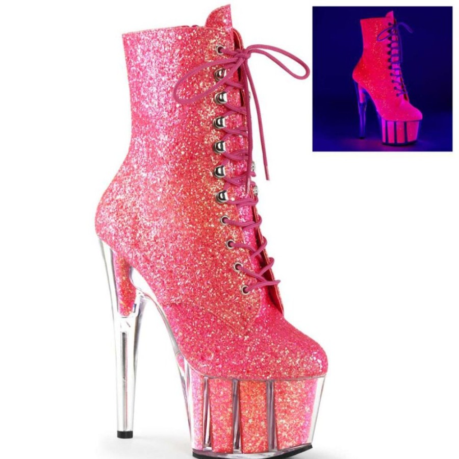 High Heels Pleaser | Pleaser Stiefelette Adore-1020G Neon-Pink Glitter