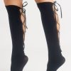 Pole Dance Kleidung Zasha Polewear | Zasha Polewear Kniestrumpfe Mit Schnurung Schwarz