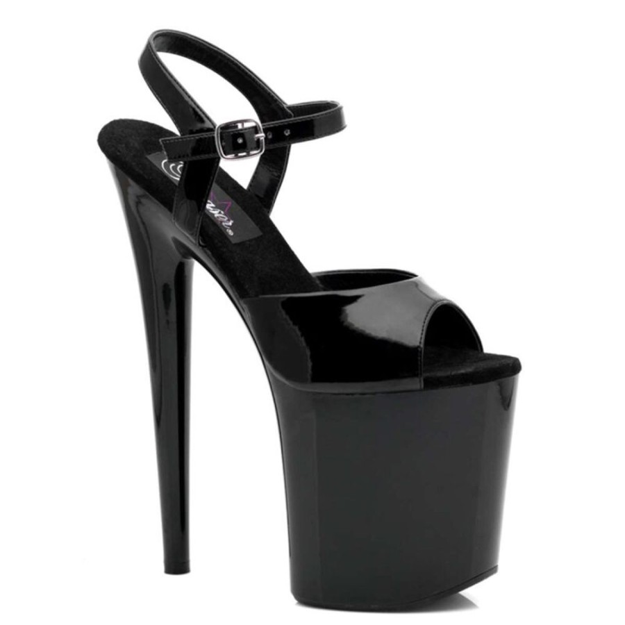 High Heels Pleaser | Pleaser Sandalette Flamingo-809 Schwarz Lack