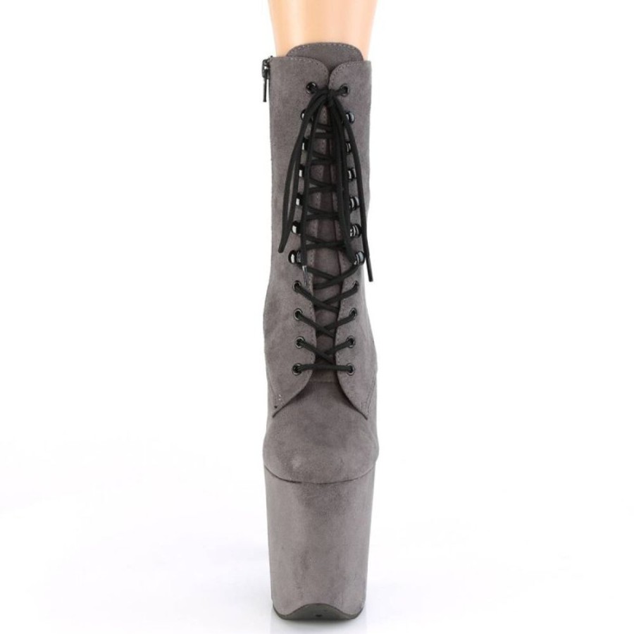 High Heels Pleaser | Pleaser Flamingo-1020Fs Plateau Stiefeletten Kunstliches Wildleder Grau