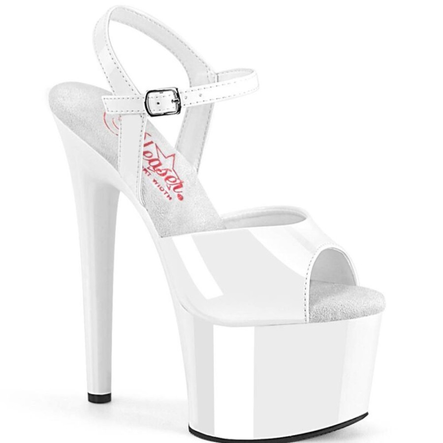 High Heels Pleaser | Pleaser Passion-709 Plateau Sandaletten Lack Weis