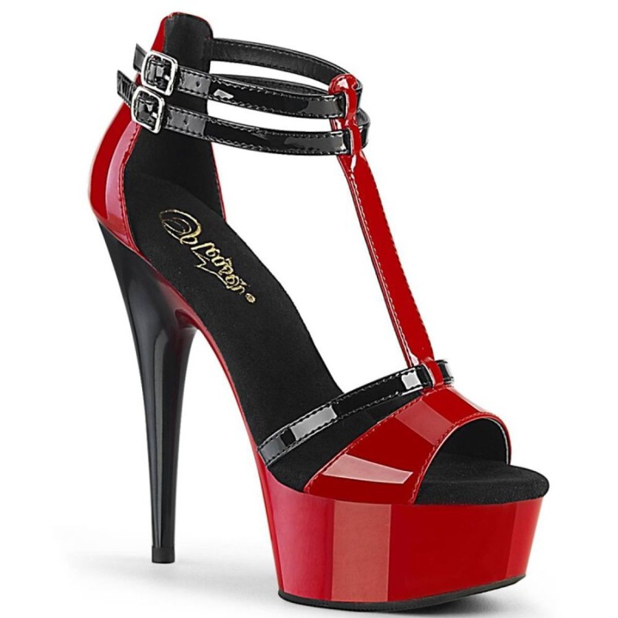 High Heels Pleaser | Pleaser Delight-663 Plateau Sandaletten Lack Rot