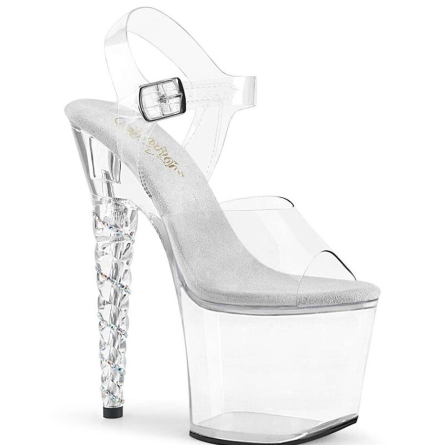 High Heels Pleaser | Pleaser Sandalette Unicorn-708Rsh Transparent Silber