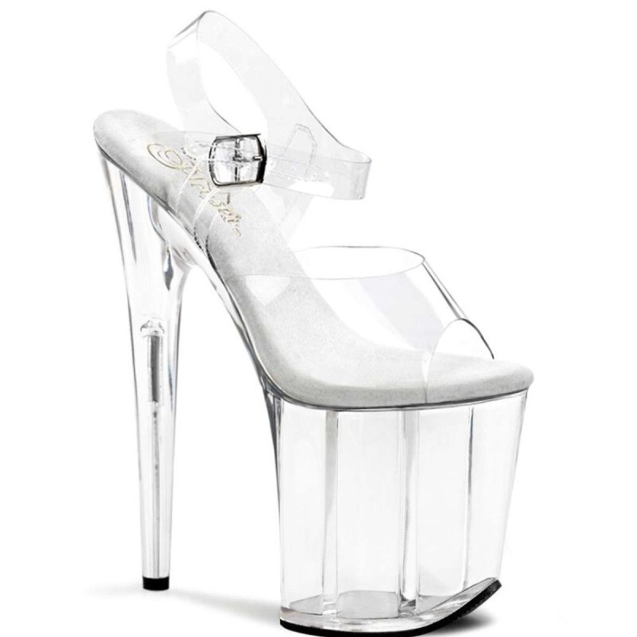 High Heels Pleaser | Pleaser Sandalette Flamingo-808 Transparent Silber