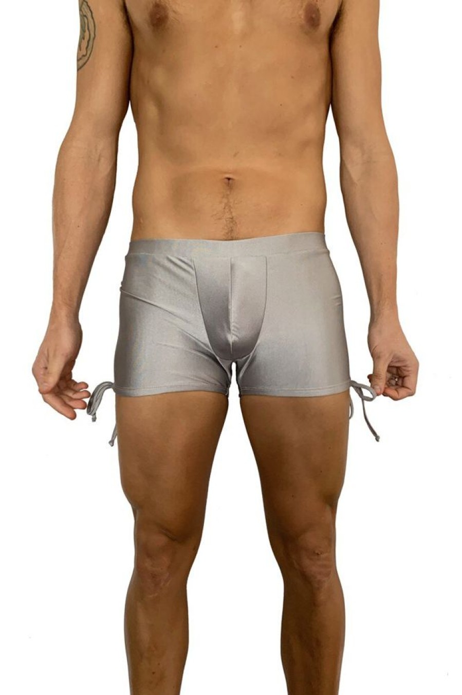 Pole Dance Kleidung Juicee Peach | Juicee Peach Men Shorts Tie Side Silver Grey