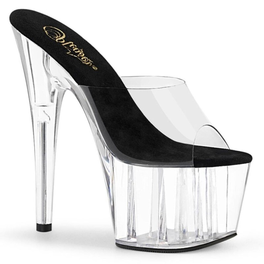 High Heels Pleaser | Pleaser Adore-701 Plateau Pantoletten Transparent