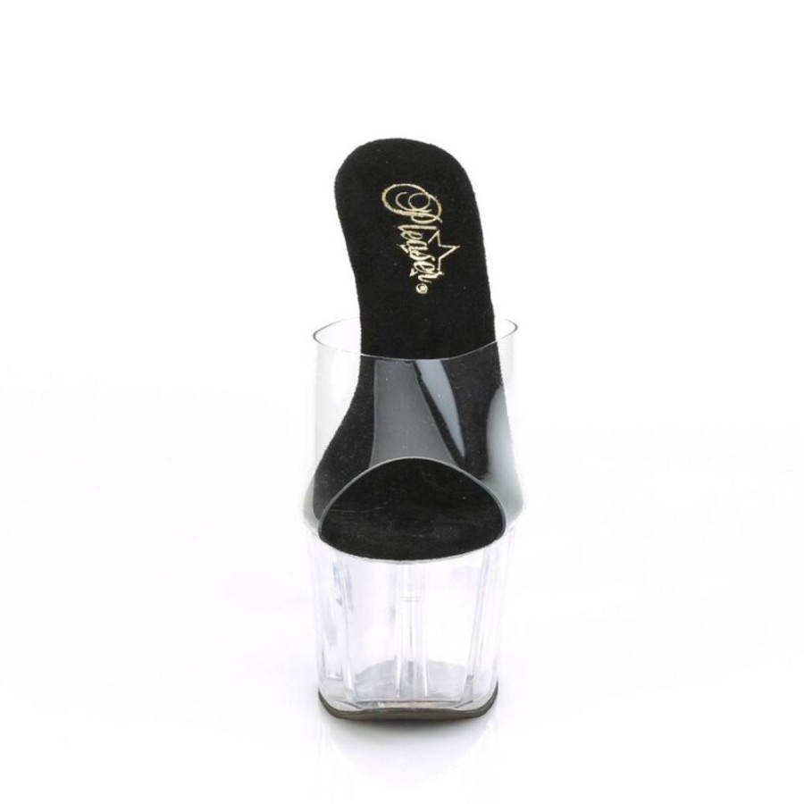 High Heels Pleaser | Pleaser Adore-701 Plateau Pantoletten Transparent