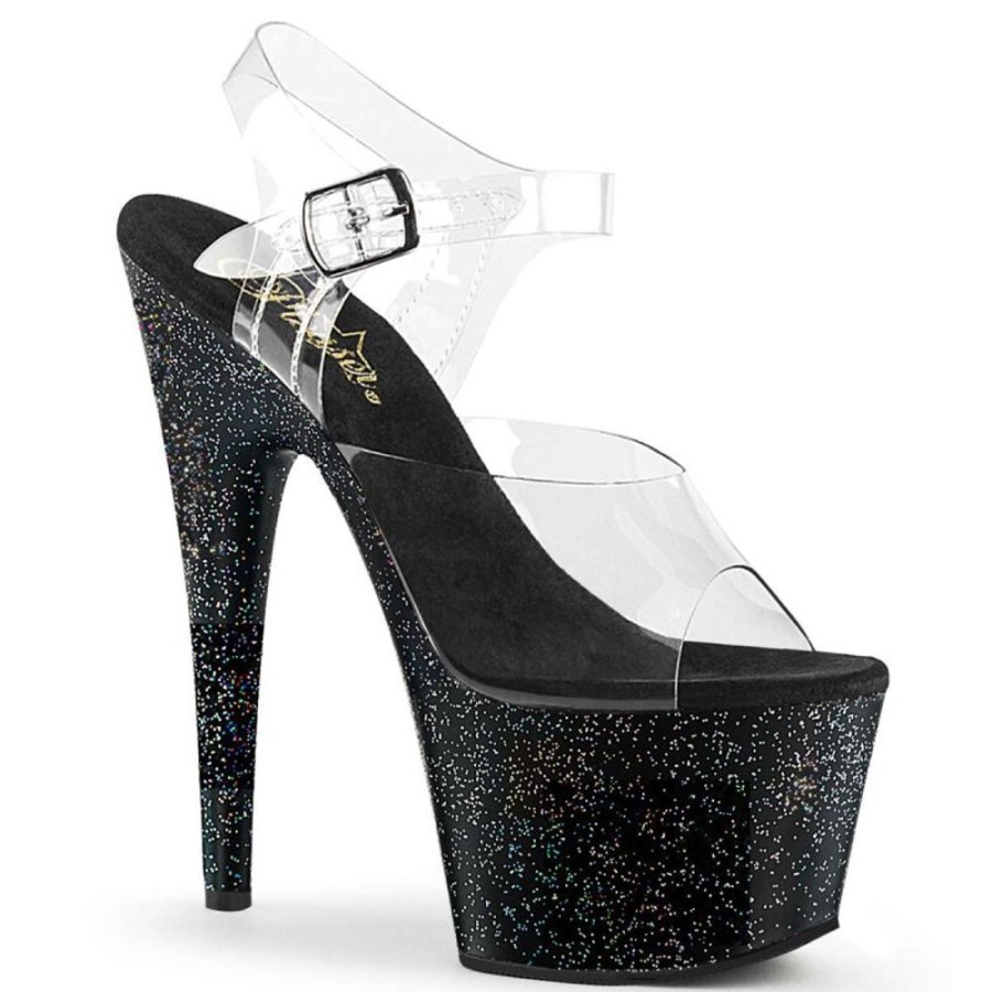 High Heels Pleaser | Pleaser Sandalette Adore-708Mg Transparent Schwarz