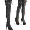 High Heels Pleaser | Pleaser Overknee Stiefel Delight-3025Ml Schwarz