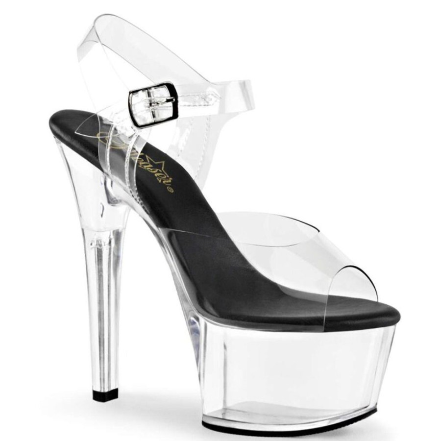 High Heels Pleaser | Pleaser Sandalette Aspire-608 Transparent Schwarz