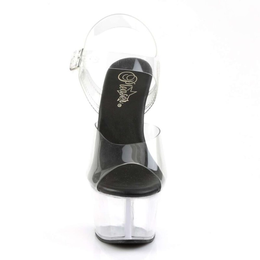 High Heels Pleaser | Pleaser Sandalette Aspire-608 Transparent Schwarz