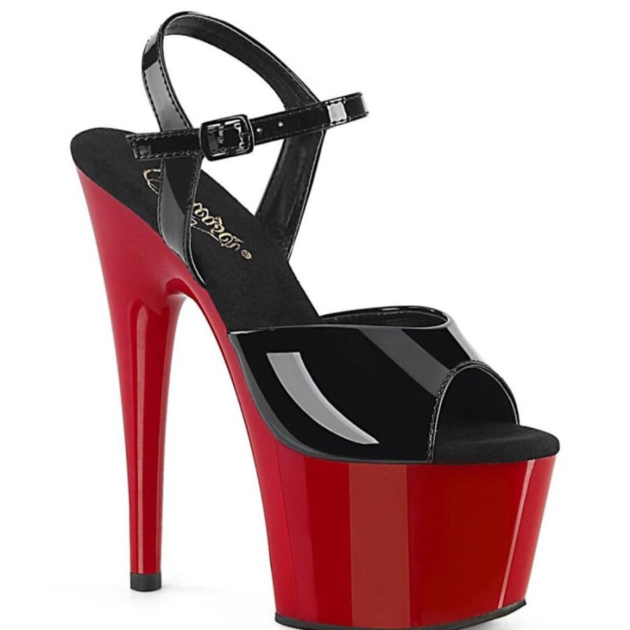 High Heels Pleaser | Pleaser Adore-709 Plateau Sandaletten Lack Rot Schwarz