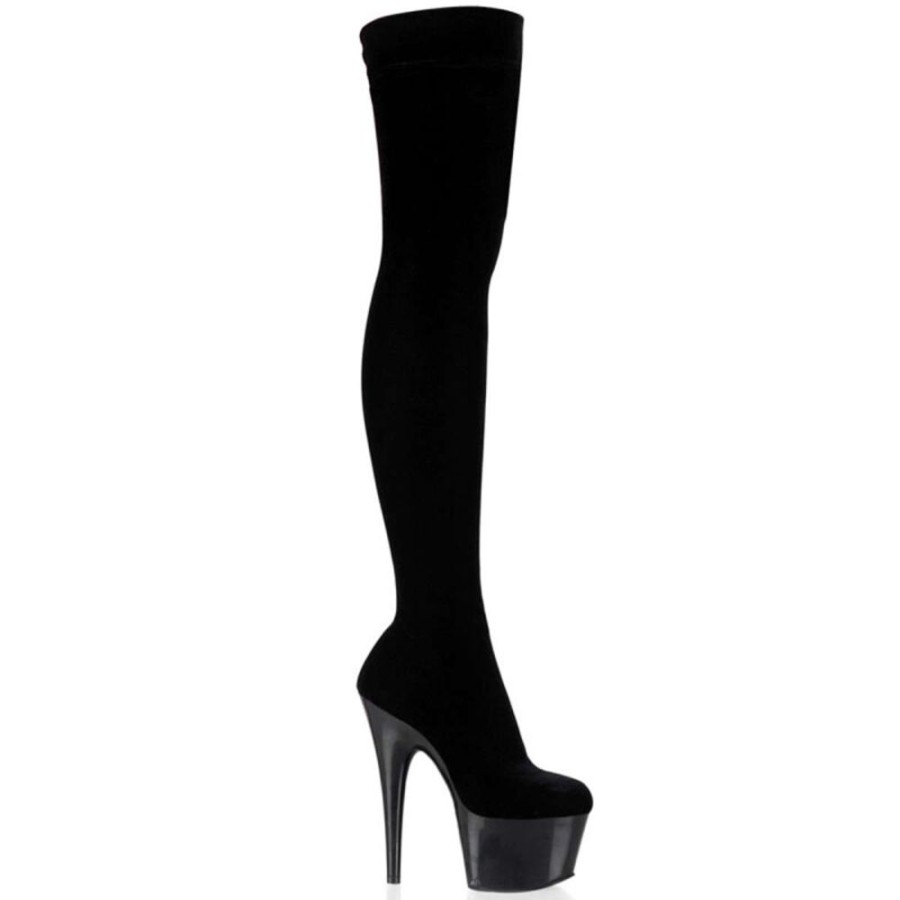 High Heels Pleaser | Pleaser Overknee Stiefel Adore-3002 Schwarz