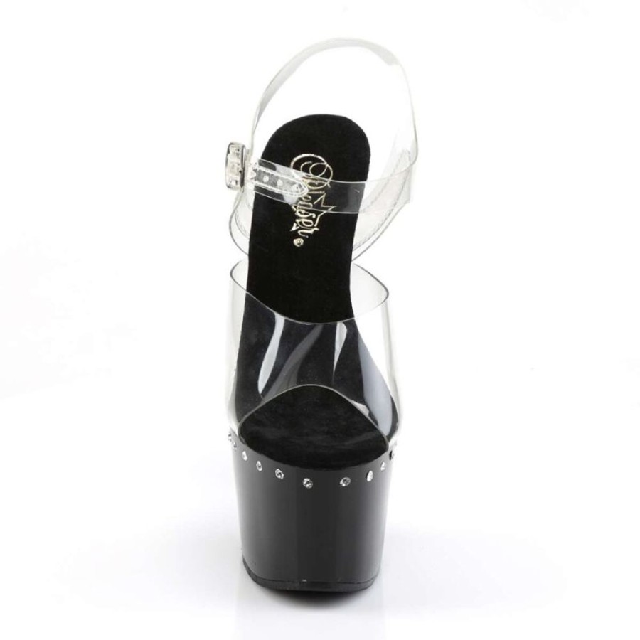 High Heels Pleaser | Pleaser Sandalette Adore-708Ls Transparent Schwarz