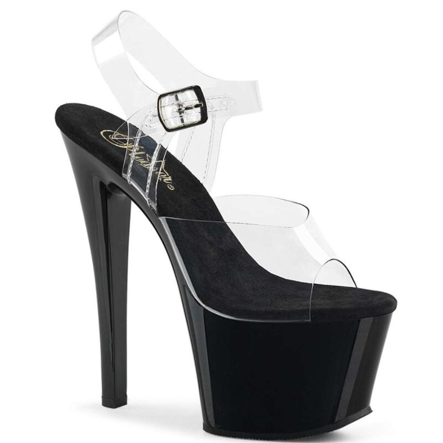 High Heels Pleaser | Pleaser Sandalette Sky-308 Transparent Schwarz