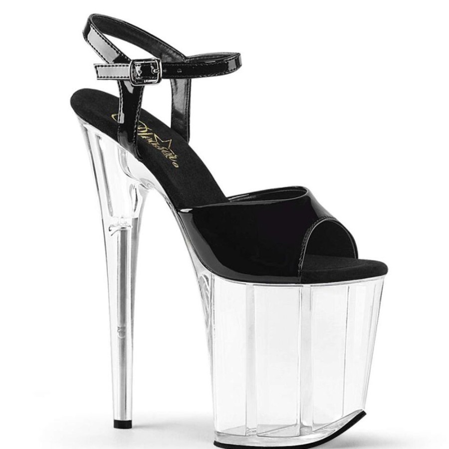 High Heels Pleaser | Pleaser Sandalette Flamingo-809 Schwarz Transparent