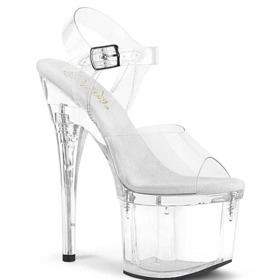 High Heels Pleaser | Pleaser Esteem-708 Plateau Sandaletten Transparent