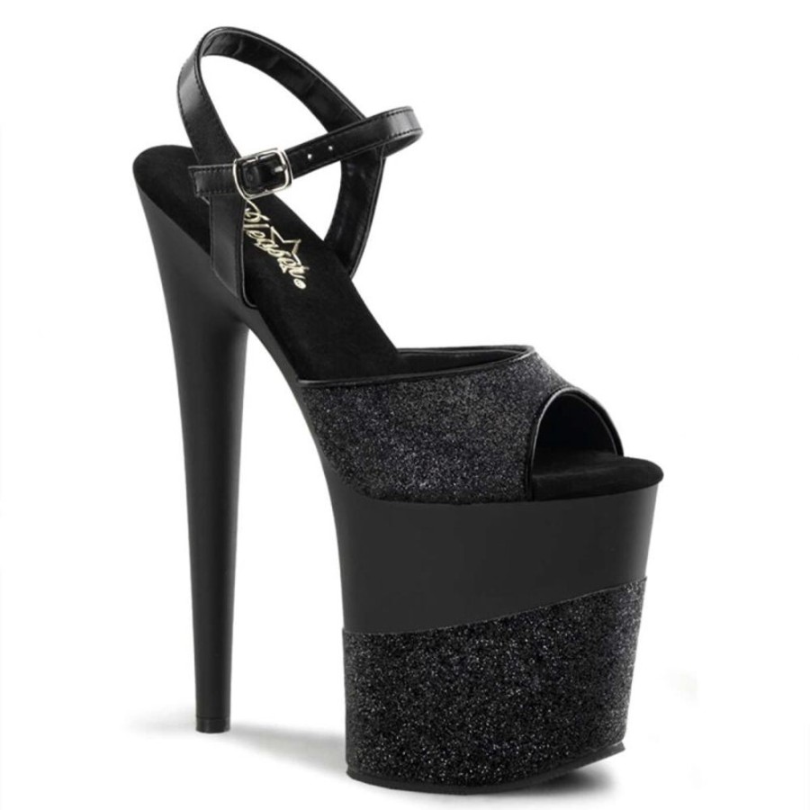 High Heels Pleaser | Pleaser Sandalette Flamingo-809-2G Schwarz Glitter