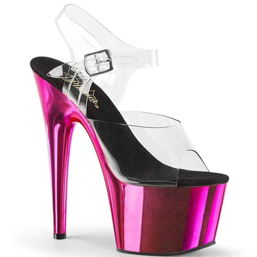 High Heels Pleaser | Pleaser Sandalette Adore-708 Transparent Pink Chrom