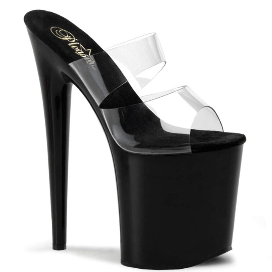 High Heels Pleaser | Pleaser Pantolette Flamingo-802 Transparent Schwarz