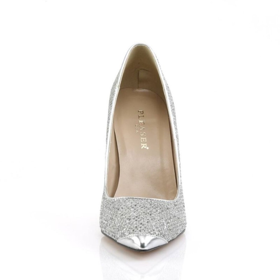 High Heels Pleaser | Pleaser Classique-20 Pumps Glitter Silber