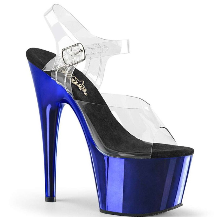 High Heels Pleaser | Pleaser Sandalette Adore-708 Transparent Blau Chrom