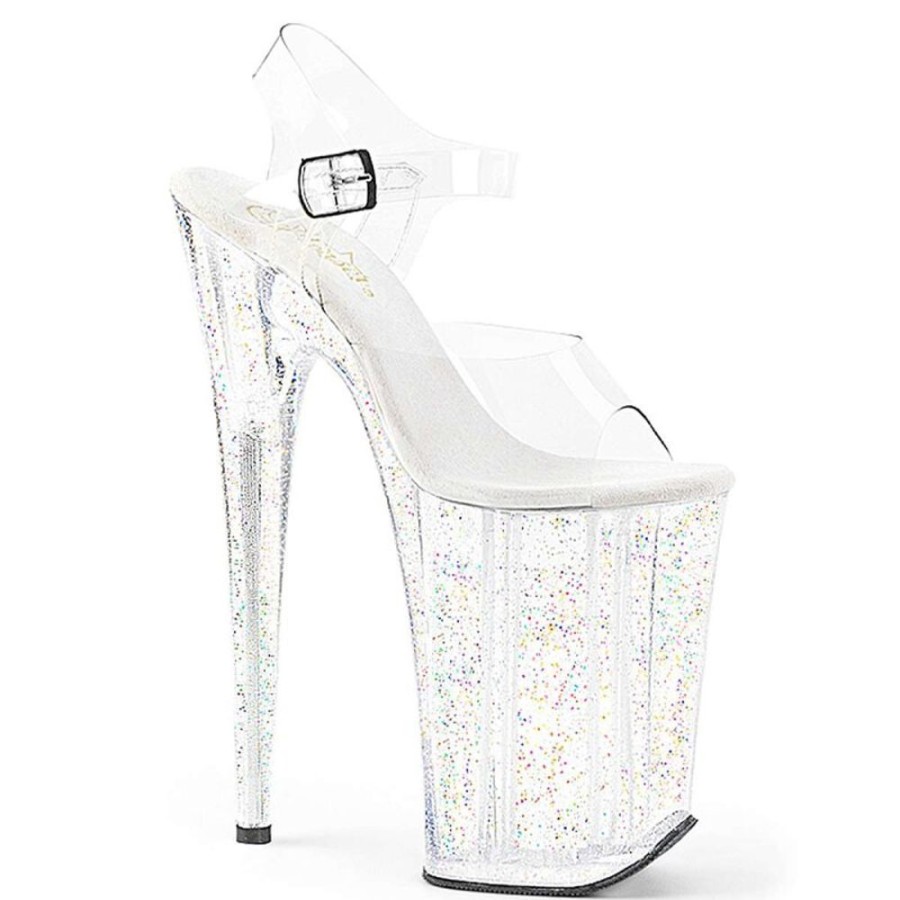 High Heels Pleaser | Pleaser Sandalette Infinity-908Mg Transparent Silber