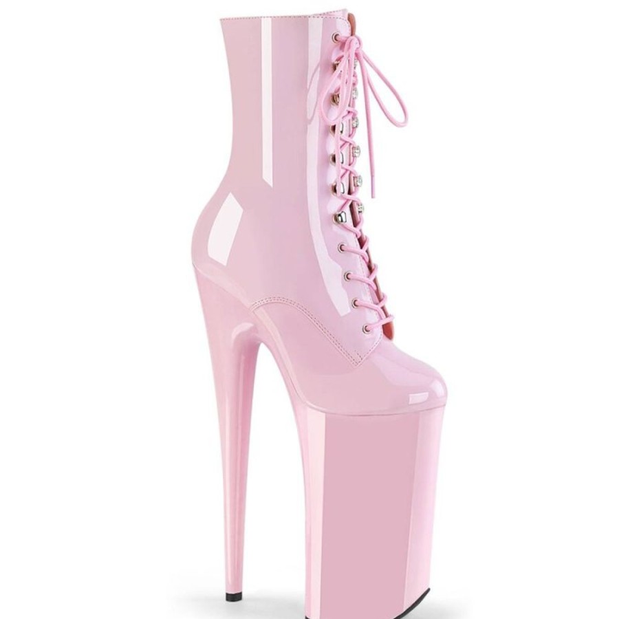 High Heels Pleaser | Pleaser Beyond-1020 Plateau Stiefeletten Lack Rosa