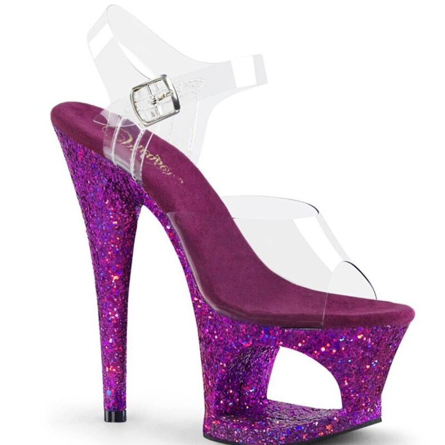 High Heels Pleaser | Pleaser Moon-708Lg Plateau Sandaletten Transparent Lila