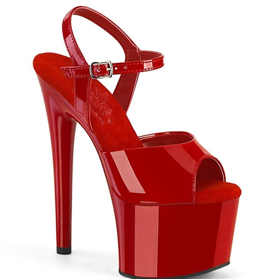 High Heels Pleaser | Pleaser Passion-709 Plateau Sandaletten Lack Rot