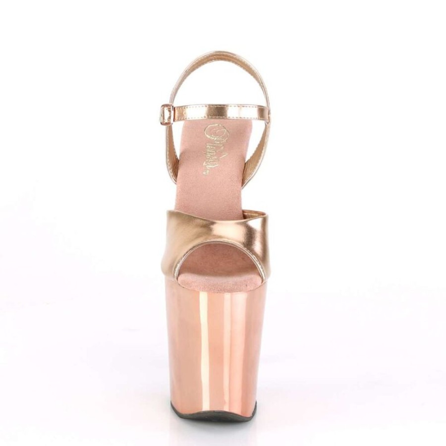 High Heels Pleaser | Pleaser Sandalette Xtreme-809Ttg Rose-Gold Metallic Chrom Glitter