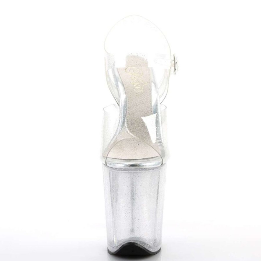 High Heels Pleaser | Pleaser Sandalette Flamingo-808Mmg Transparent Silber