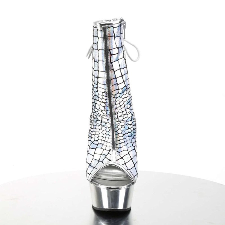 High Heels Pleaser | Pleaser Stiefelette Delight-1018Hg Silber Hologram Chrom