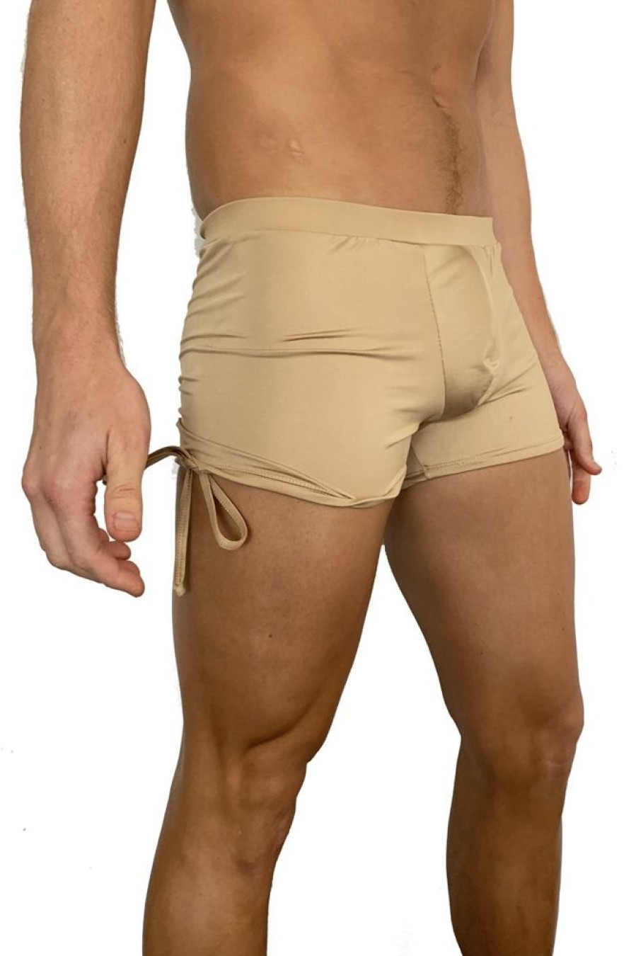 Pole Dance Kleidung Juicee Peach | Juicee Peach Men Shorts Tie Side Nude Gold