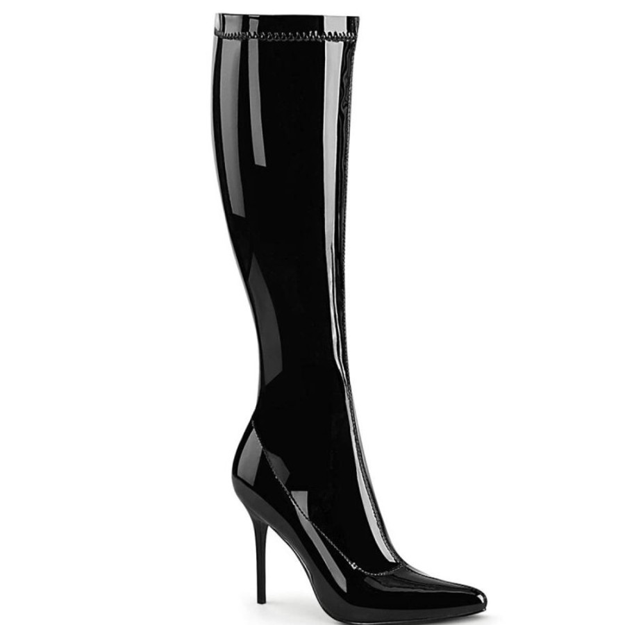 High Heels Pleaser | Pleaser Classique-2000 Stiefel Lack Schwarz