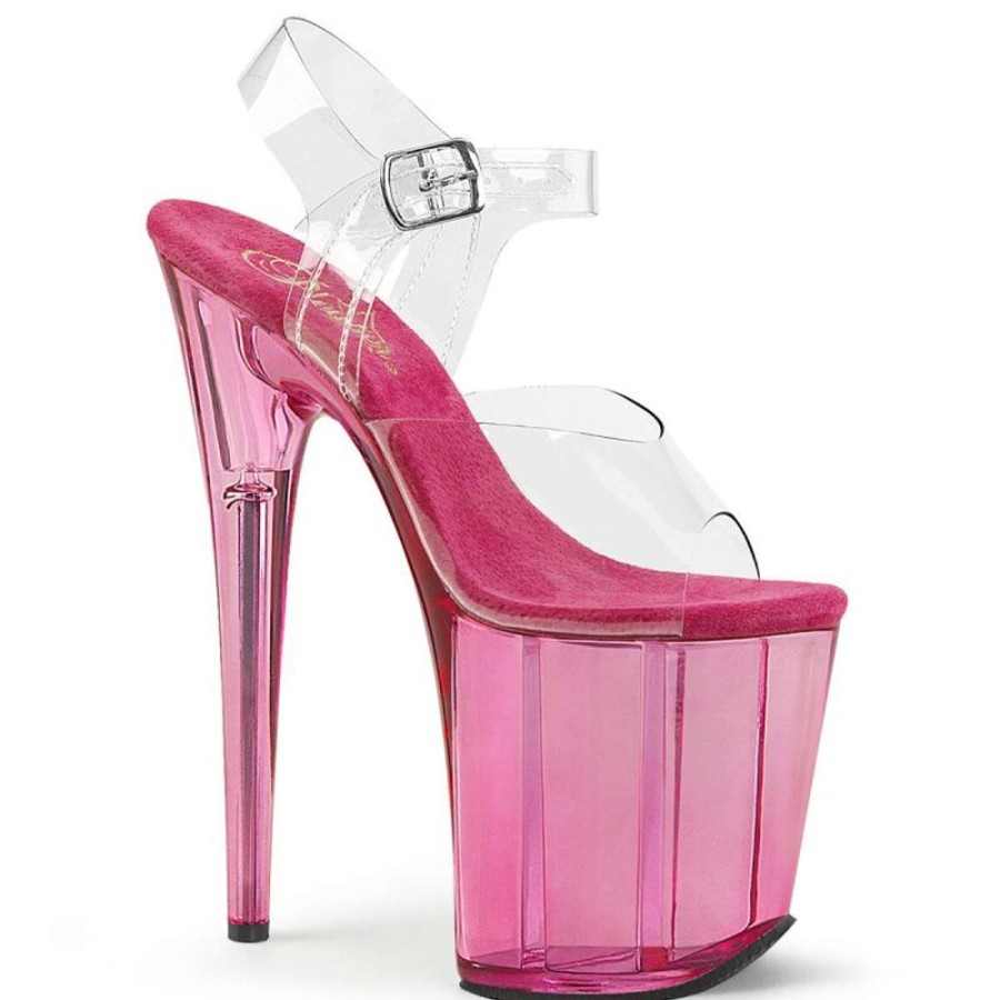 High Heels Pleaser | Pleaser Sandalette Flamingo-808T Transparent Pink