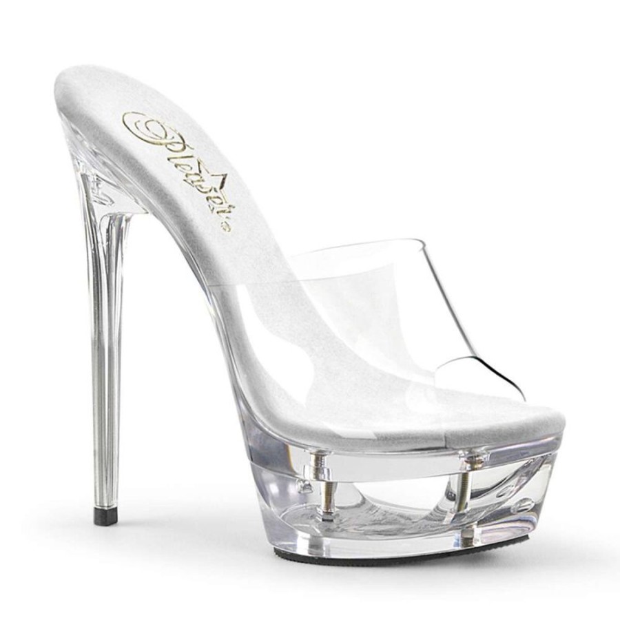 High Heels Pleaser | Pleaser Pantolette Eclipse-601 Transparent Silber