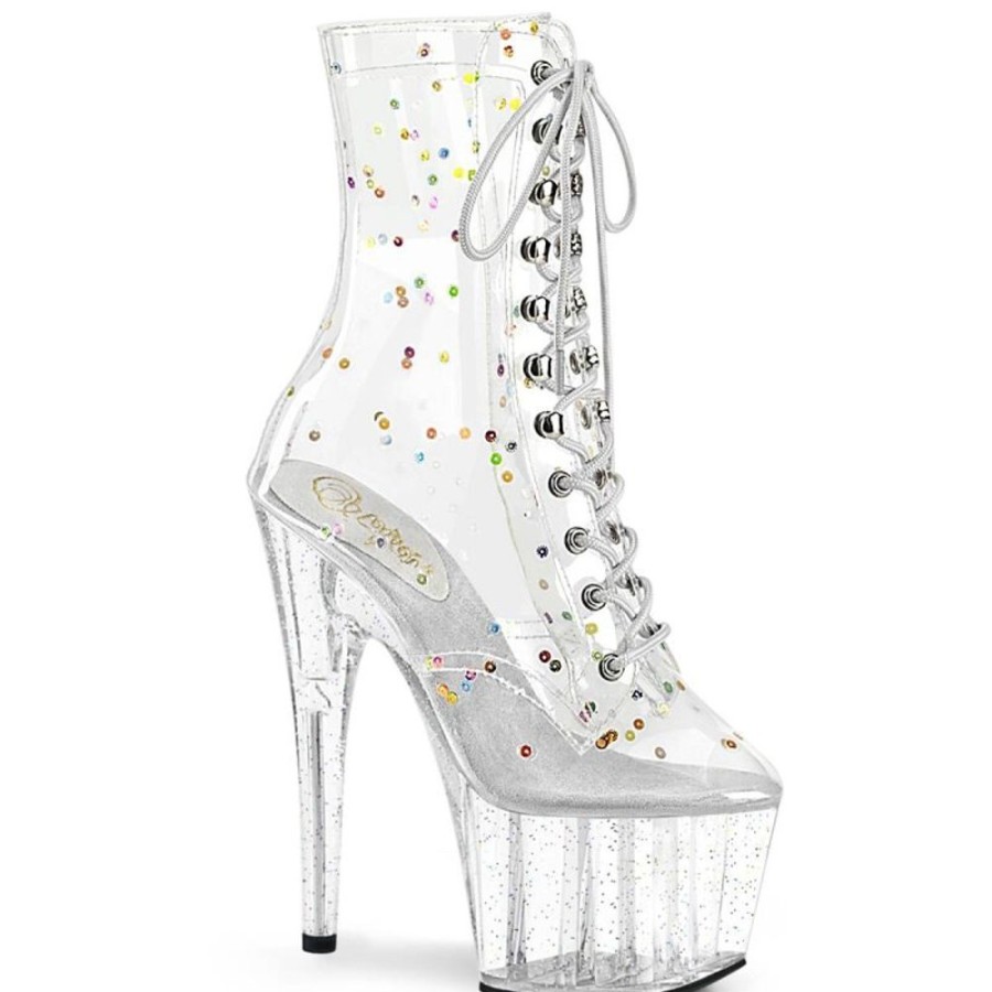 High Heels Pleaser | Pleaser Adore-1020C-2 Plateau Stiefeletten Transparent