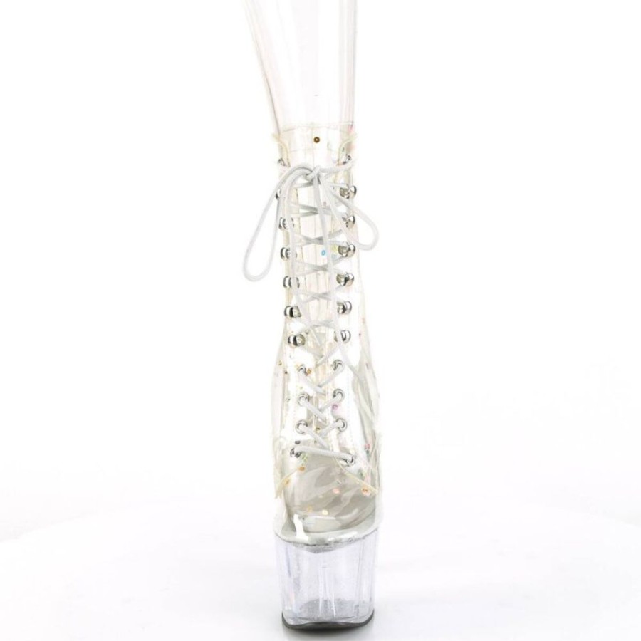 High Heels Pleaser | Pleaser Adore-1020C-2 Plateau Stiefeletten Transparent