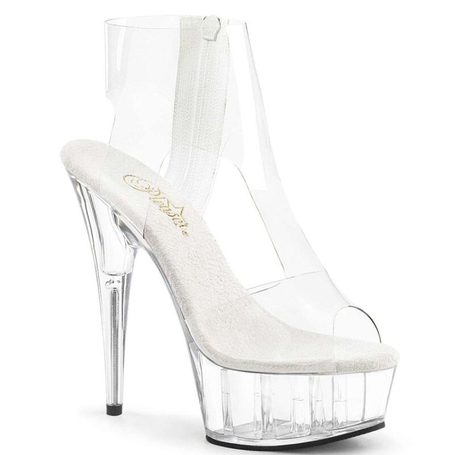 High Heels Pleaser | Pleaser Sandalette Delight-633 Transparent Silber