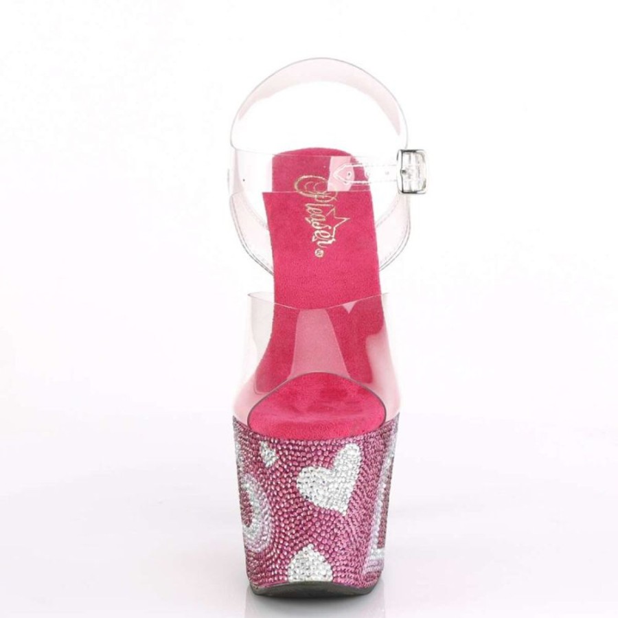 High Heels Pleaser | Pleaser Sandalette Lovesick-708Heart Transparent Pink Strass