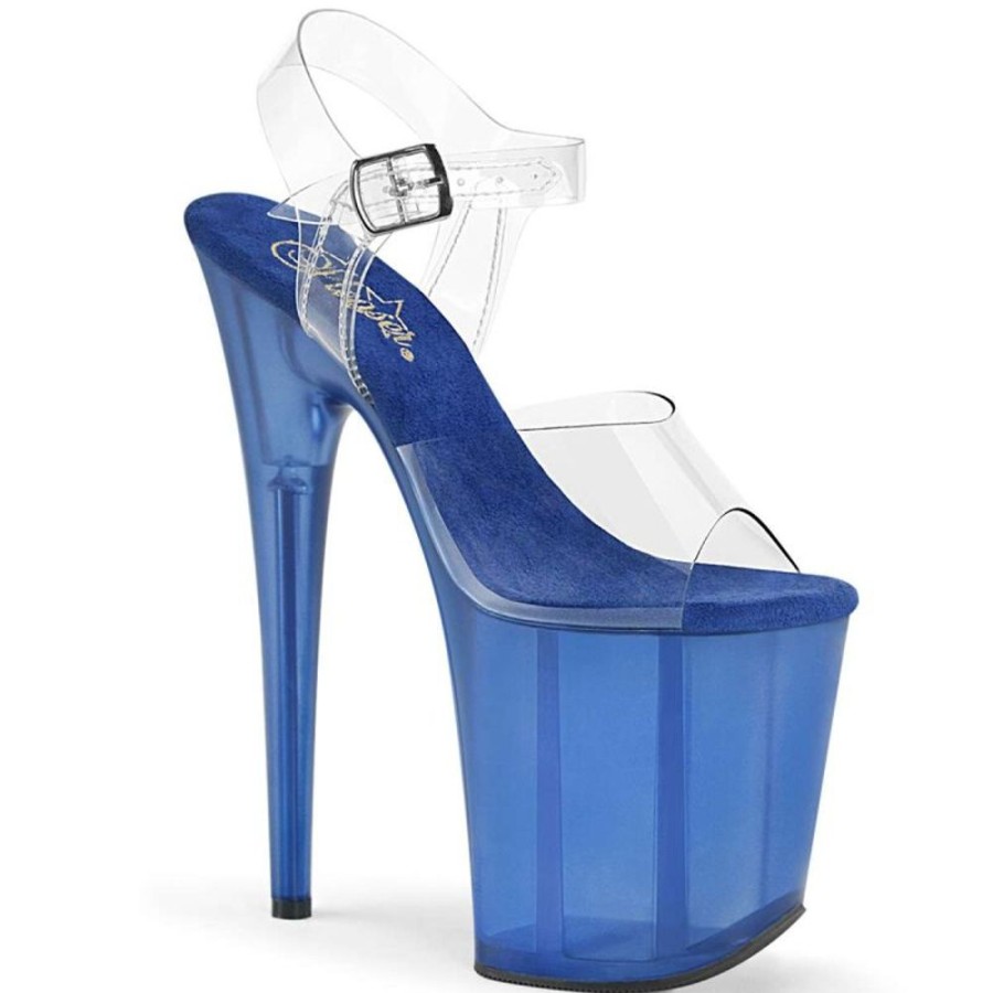 High Heels Pleaser | Pleaser Sandalette Flamingo-808T Transparent Blau