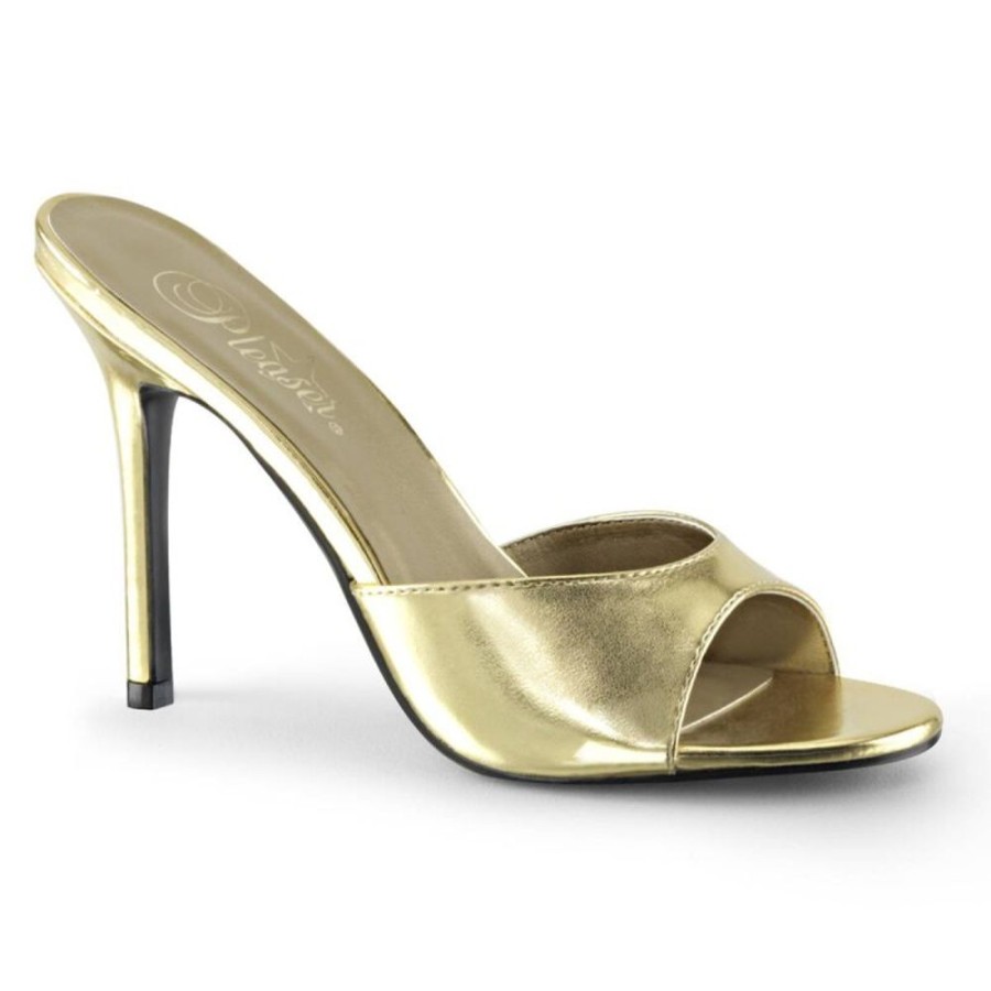 High Heels Pleaser | Pleaser Classique-01 Pantoletten Metallic Gold