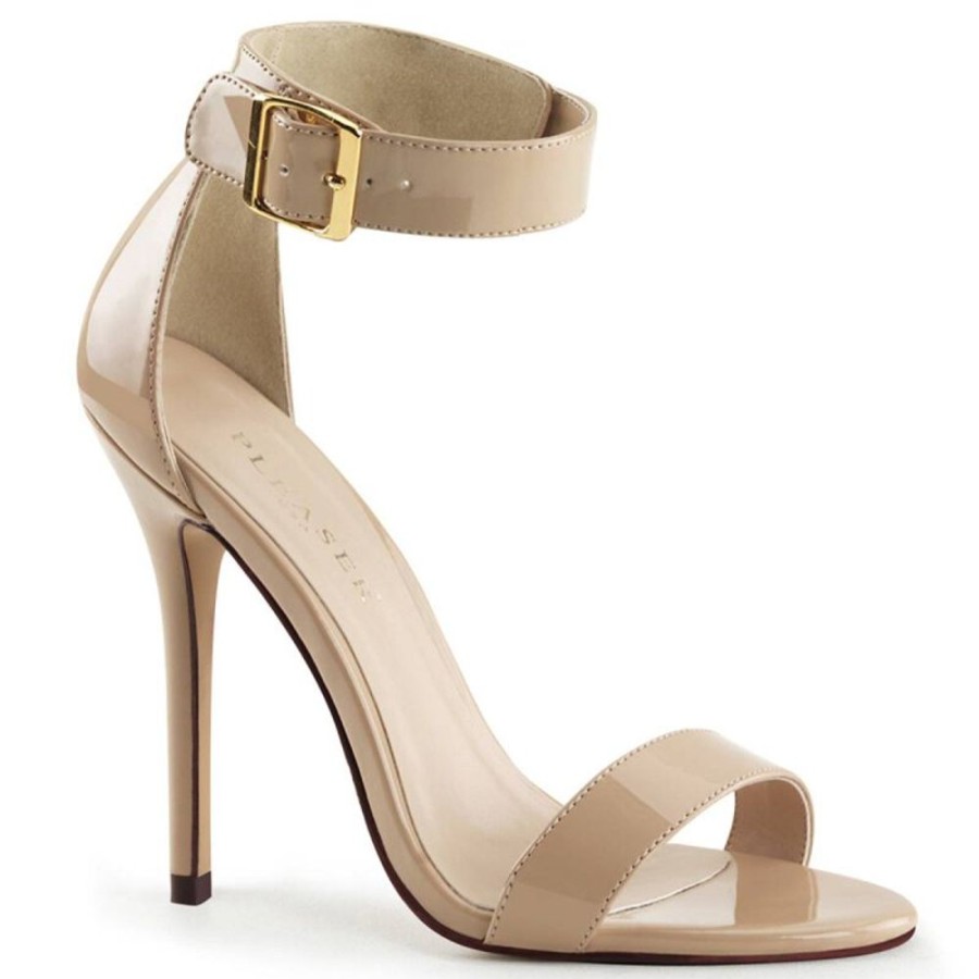 High Heels Pleaser | Pleaser Amuse-10 Plateau Sandaletten Lack Beige