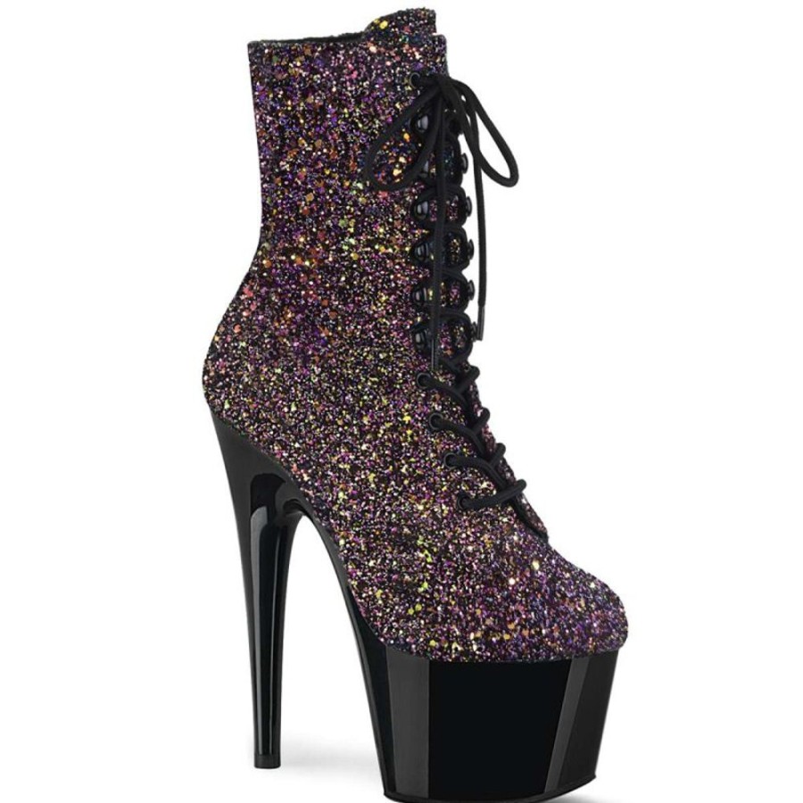 High Heels Pleaser | Pleaser Stiefelette Adore-1020Lg Lila Multi Glitter Schwarz