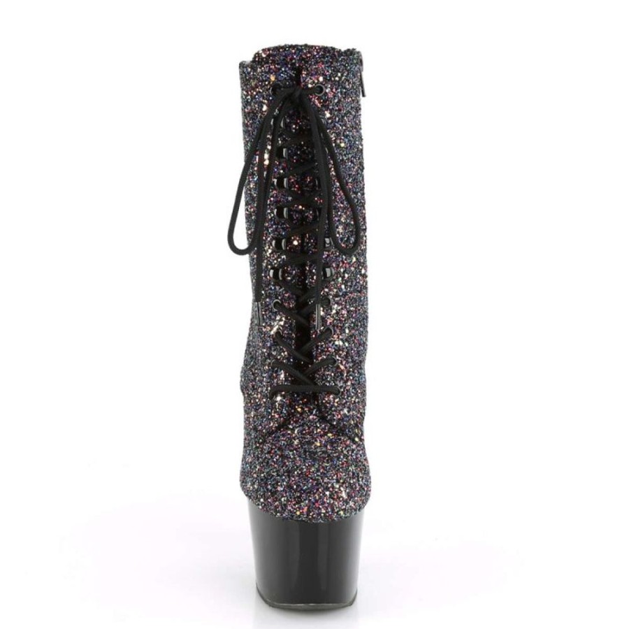 High Heels Pleaser | Pleaser Stiefelette Adore-1020Lg Lila Multi Glitter Schwarz