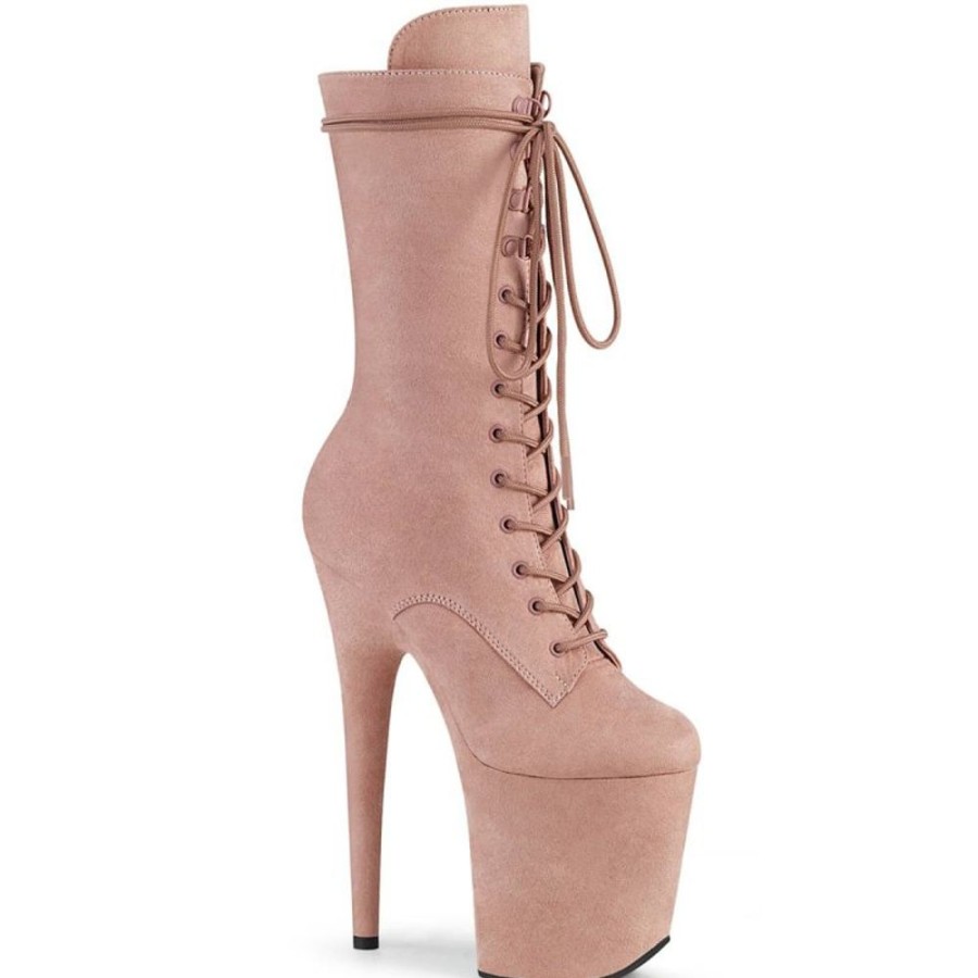 High Heels Pleaser | Pleaser Flamingo-1050Fs Plateau Stiefeletten Wildleder Blush