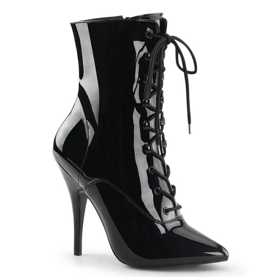 High Heels Pleaser | Pleaser Seduce-1020 Stiefeletten Lack Schwarz