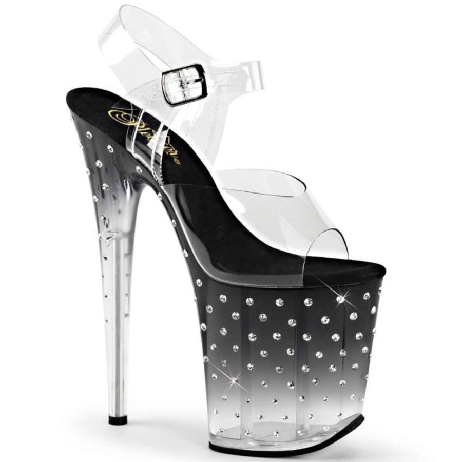 High Heels Pleaser | Pleaser Sandalette Stardust-808T Transparent Schwarz