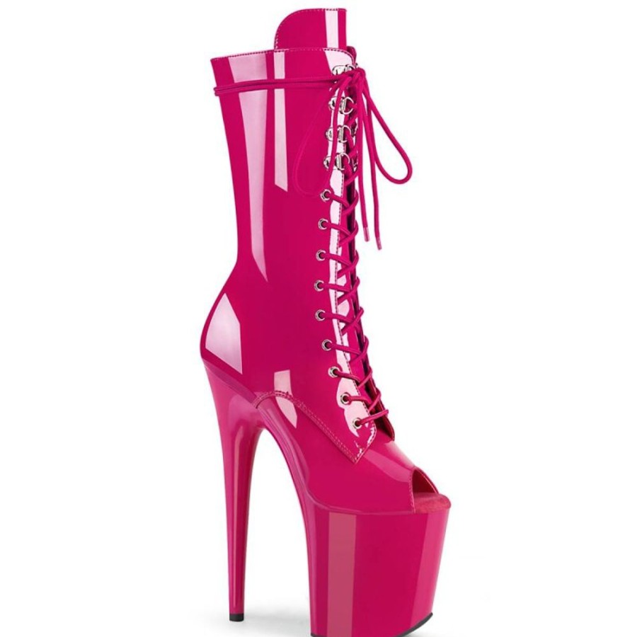 High Heels Pleaser | Pleaser Flamingo-1051 Plateau Stiefeletten Lack Pink